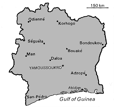 [Country map of Cote d'Ivoire]