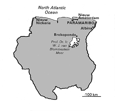 [Country map of Suriname]