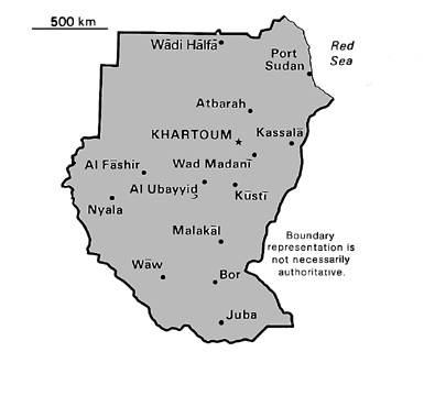 [Country map of Sudan]