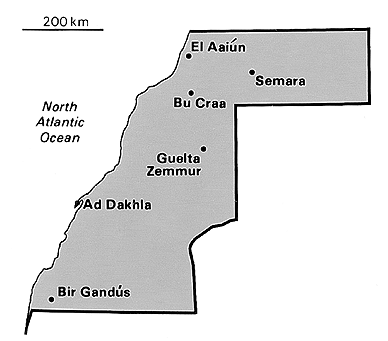 [Country map of Western Sahara]